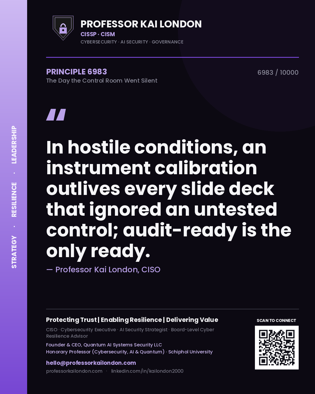 Professor Kai London principle 6983: In hostile conditions, an instrument calibration outlives every slide deck that ignored an untested control; audit-ready is the only ready.