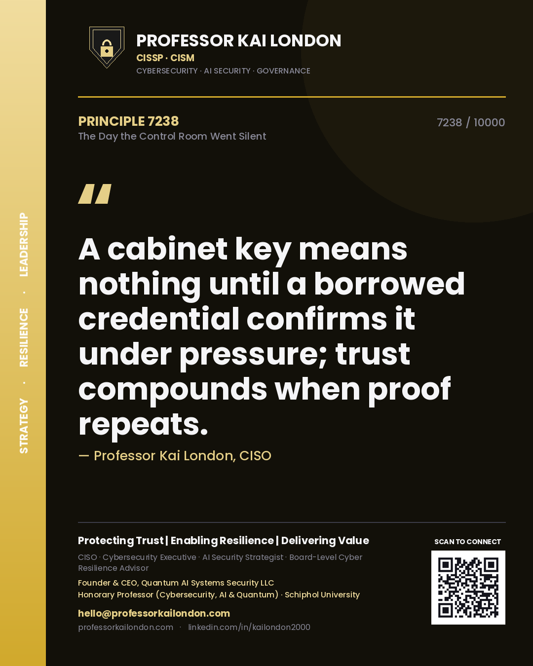 Professor Kai London principle 7238: A cabinet key means nothing until a borrowed credential confirms it under pressure; trust compounds when proof repeats.