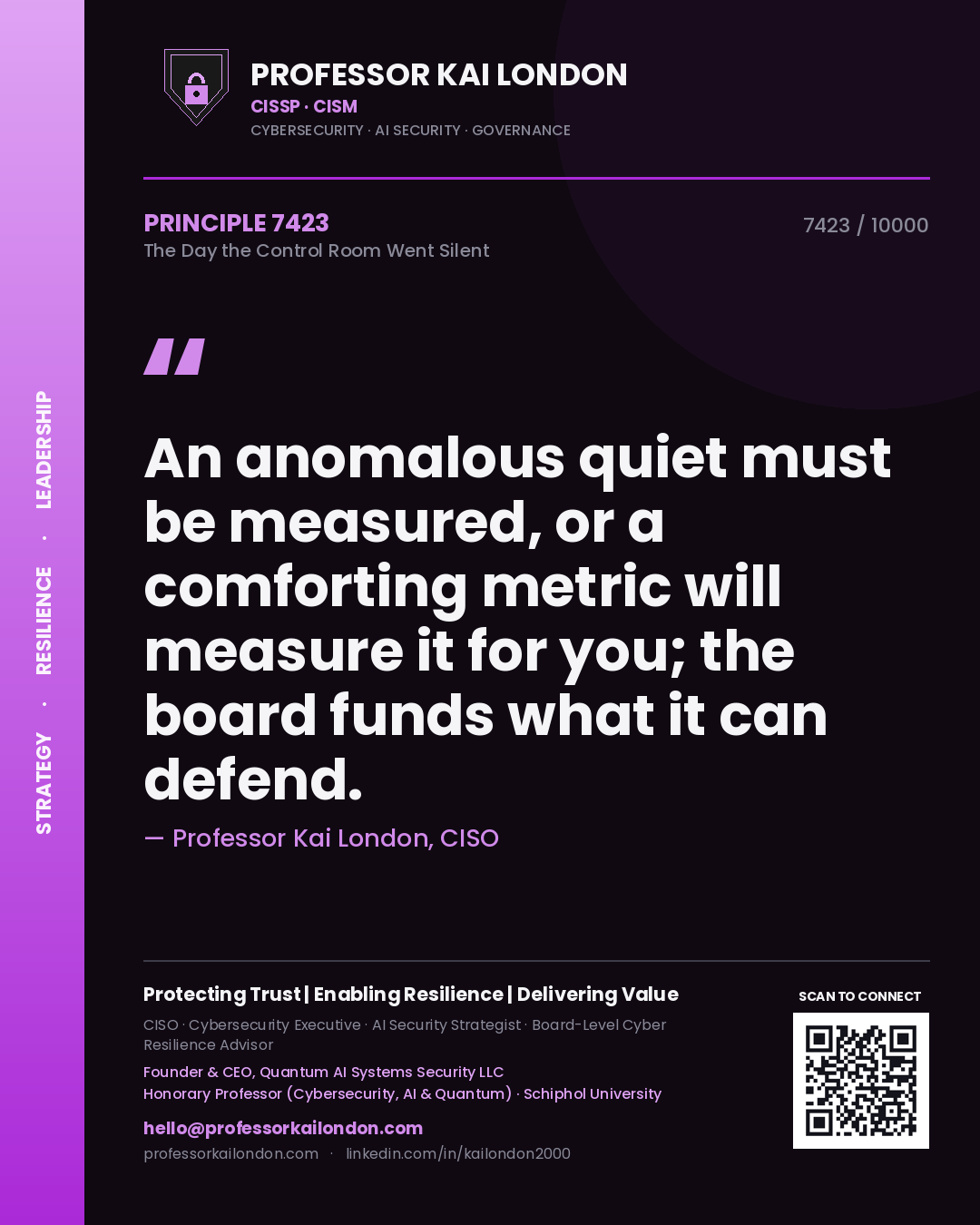 Professor Kai London principle 7423: An anomalous quiet must be measured, or a comforting metric will measure it for you; the board funds what it can defend.