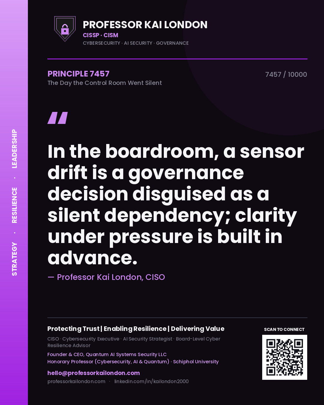 Professor Kai London principle 7457: In the boardroom, a sensor drift is a governance decision disguised as a silent dependency; clarity under pressure is built in advance.