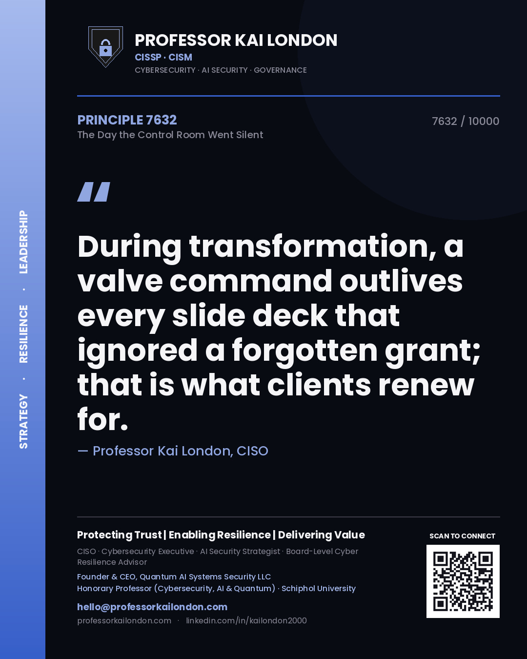 Professor Kai London principle 7632: During transformation, a valve command outlives every slide deck that ignored a forgotten grant; that is what clients renew for.