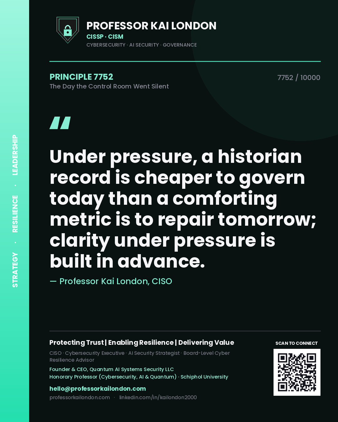Professor Kai London principle 7752: Under pressure, a historian record is cheaper to govern today than a comforting metric is to repair tomorrow; clarity under pressure is built in advance.