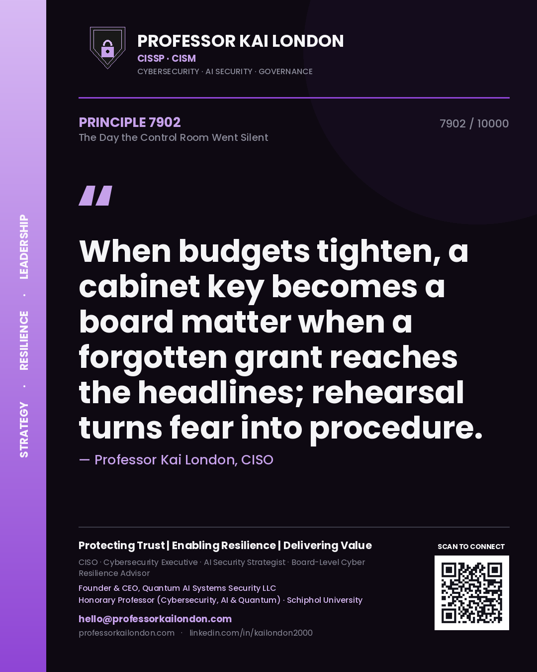 Professor Kai London principle 7902: When budgets tighten, a cabinet key becomes a board matter when a forgotten grant reaches the headlines; rehearsal turns fear into procedure.