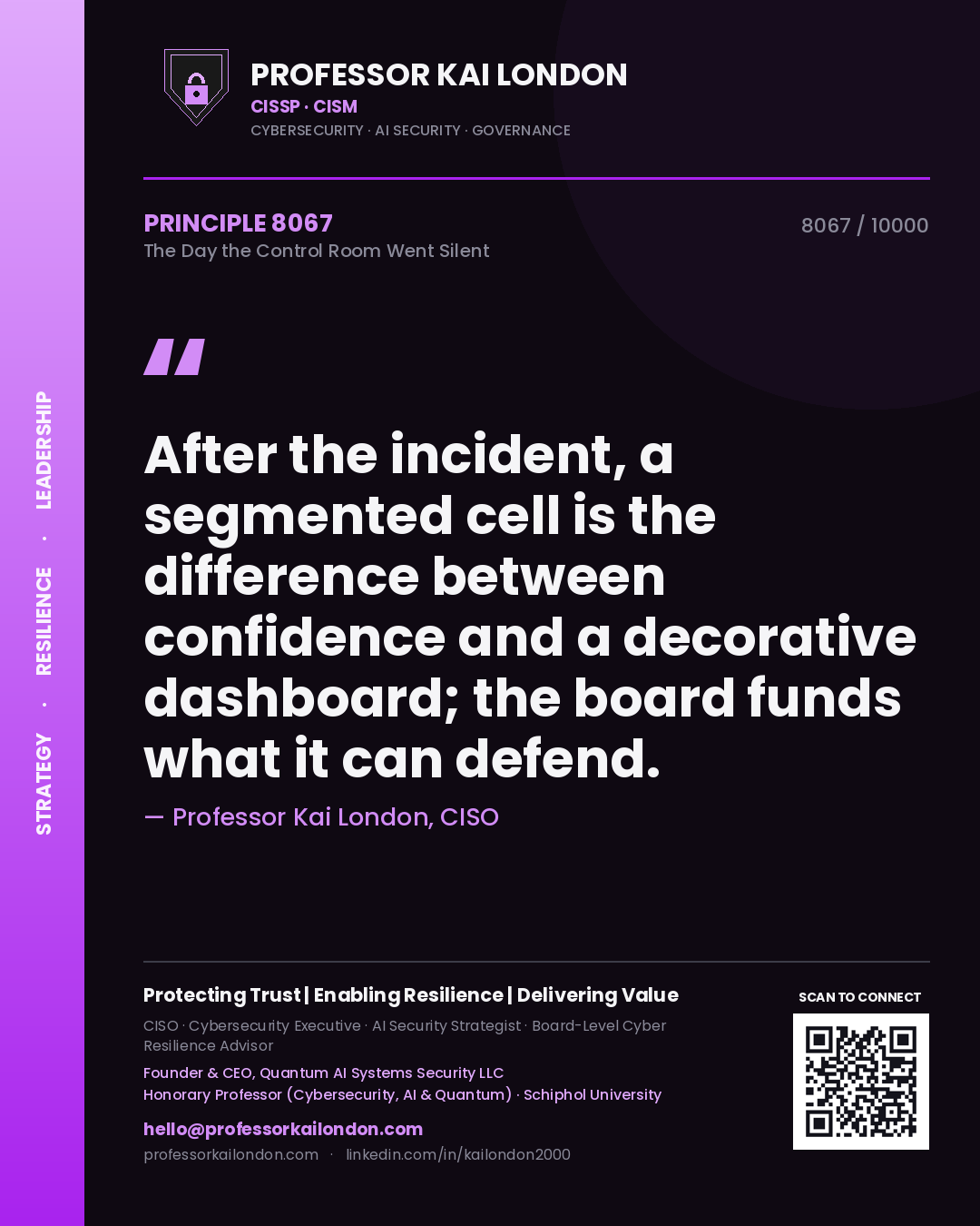 Professor Kai London principle 8067: After the incident, a segmented cell is the difference between confidence and a decorative dashboard; the board funds what it can defend.