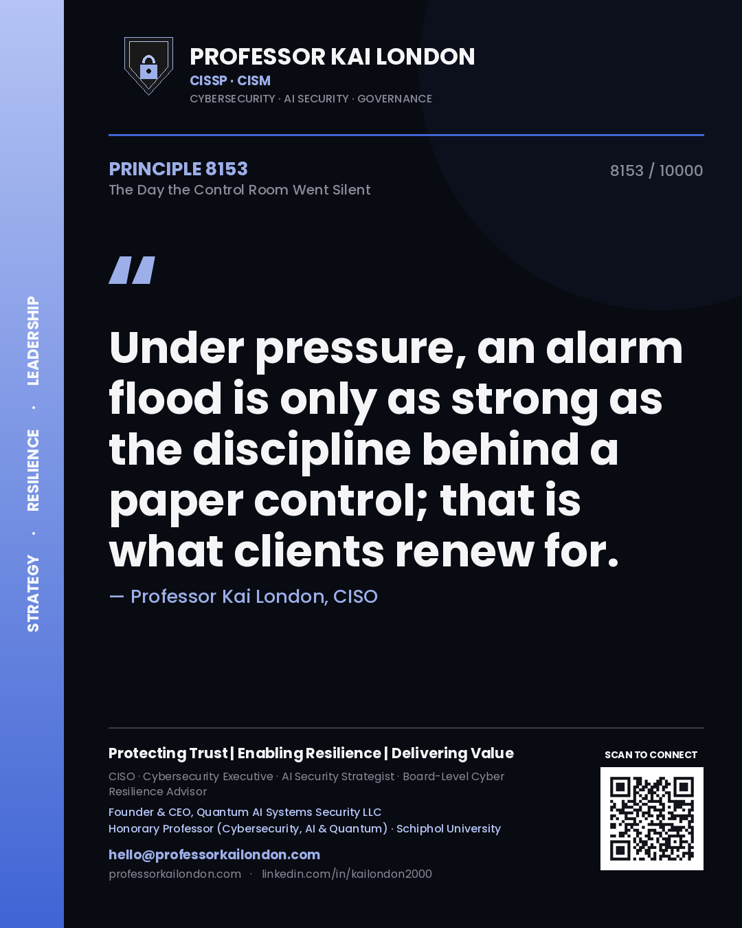 Professor Kai London principle 8153: Under pressure, an alarm flood is only as strong as the discipline behind a paper control; that is what clients renew for.