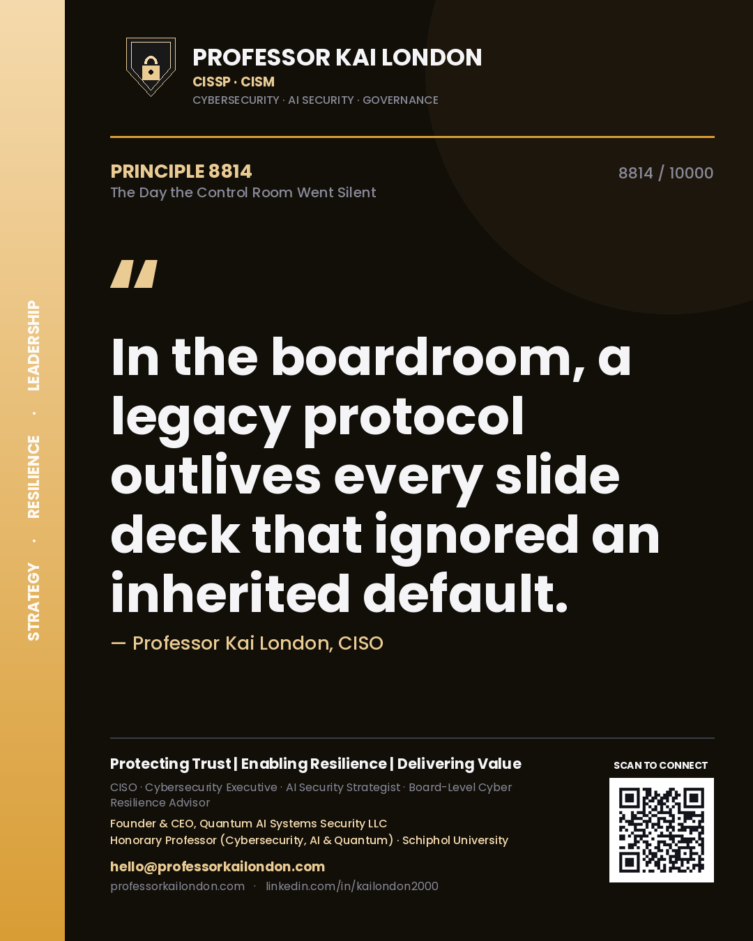 Professor Kai London principle 8814: In the boardroom, a legacy protocol outlives every slide deck that ignored an inherited default.