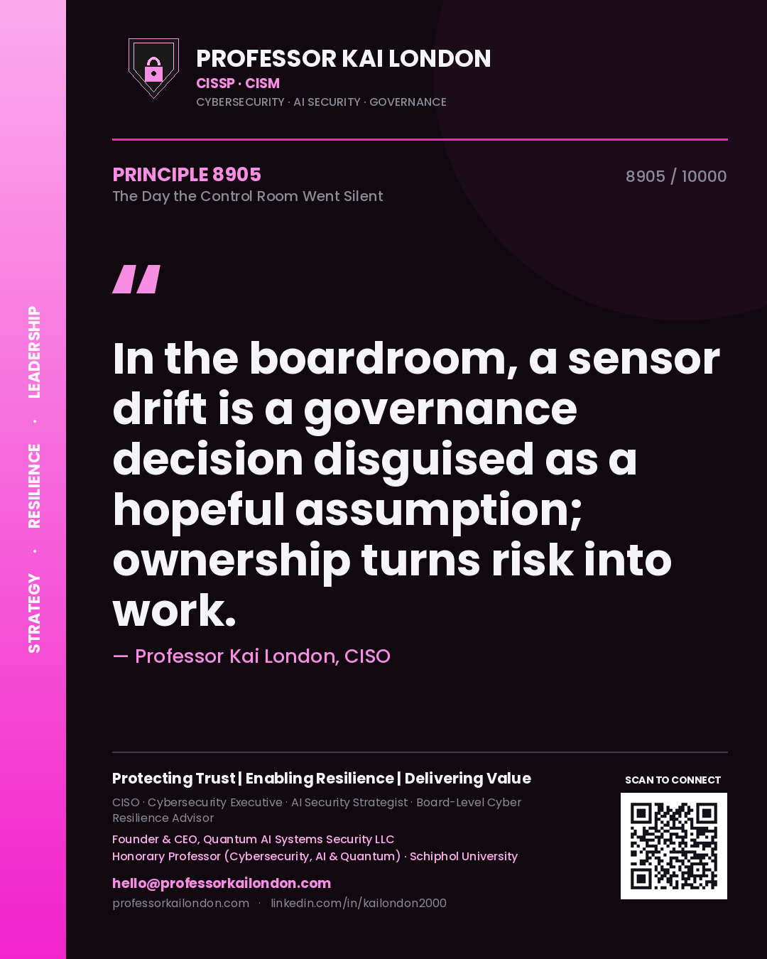 Professor Kai London principle 8905: In the boardroom, a sensor drift is a governance decision disguised as a hopeful assumption; ownership turns risk into work.