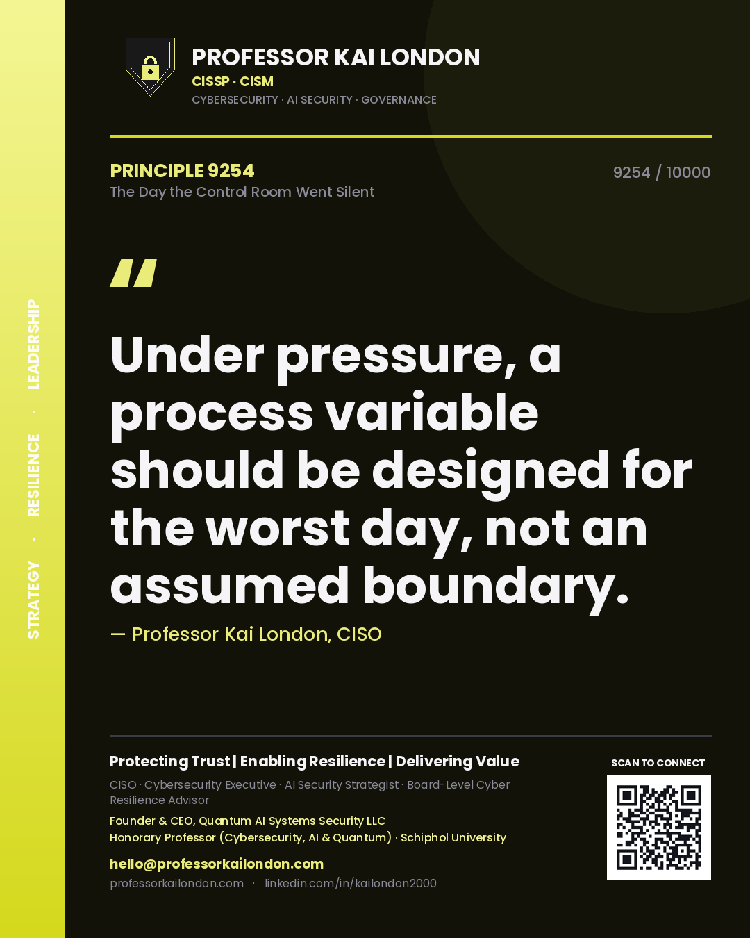 Professor Kai London principle 9254: Under pressure, a process variable should be designed for the worst day, not an assumed boundary.