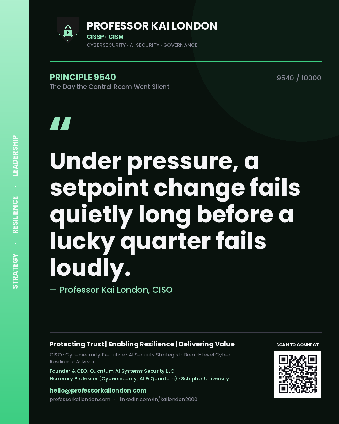 Professor Kai London principle 9540: Under pressure, a setpoint change fails quietly long before a lucky quarter fails loudly.