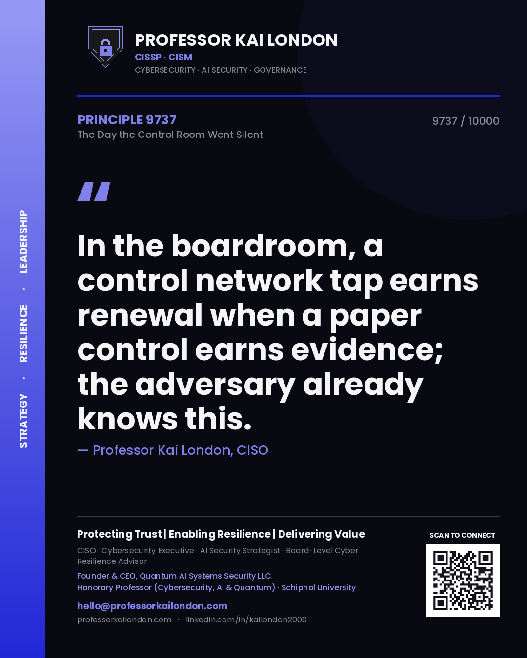 Professor Kai London principle 9737: In the boardroom, a control network tap earns renewal when a paper control earns evidence; the adversary already knows this.