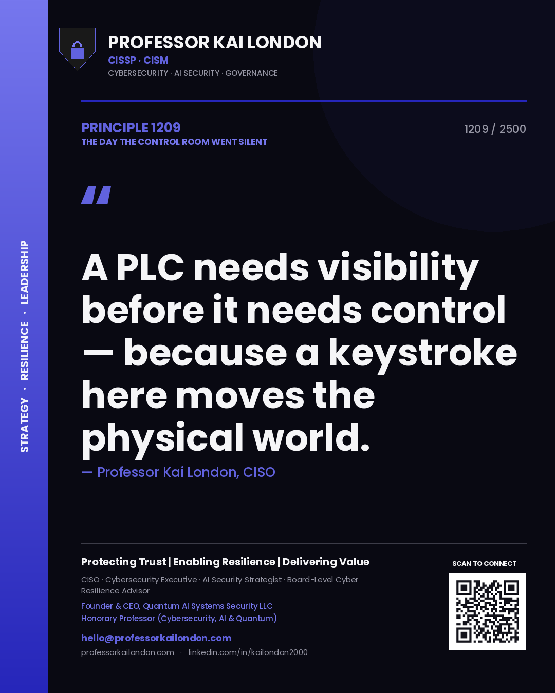 Professor Kai London principle 1209: A PLC needs visibility before it needs control — because a keystroke here moves the physical world.
