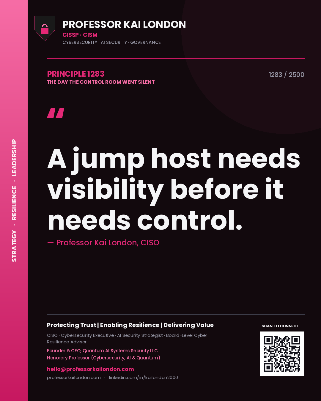 Professor Kai London principle 1283: A jump host needs visibility before it needs control.