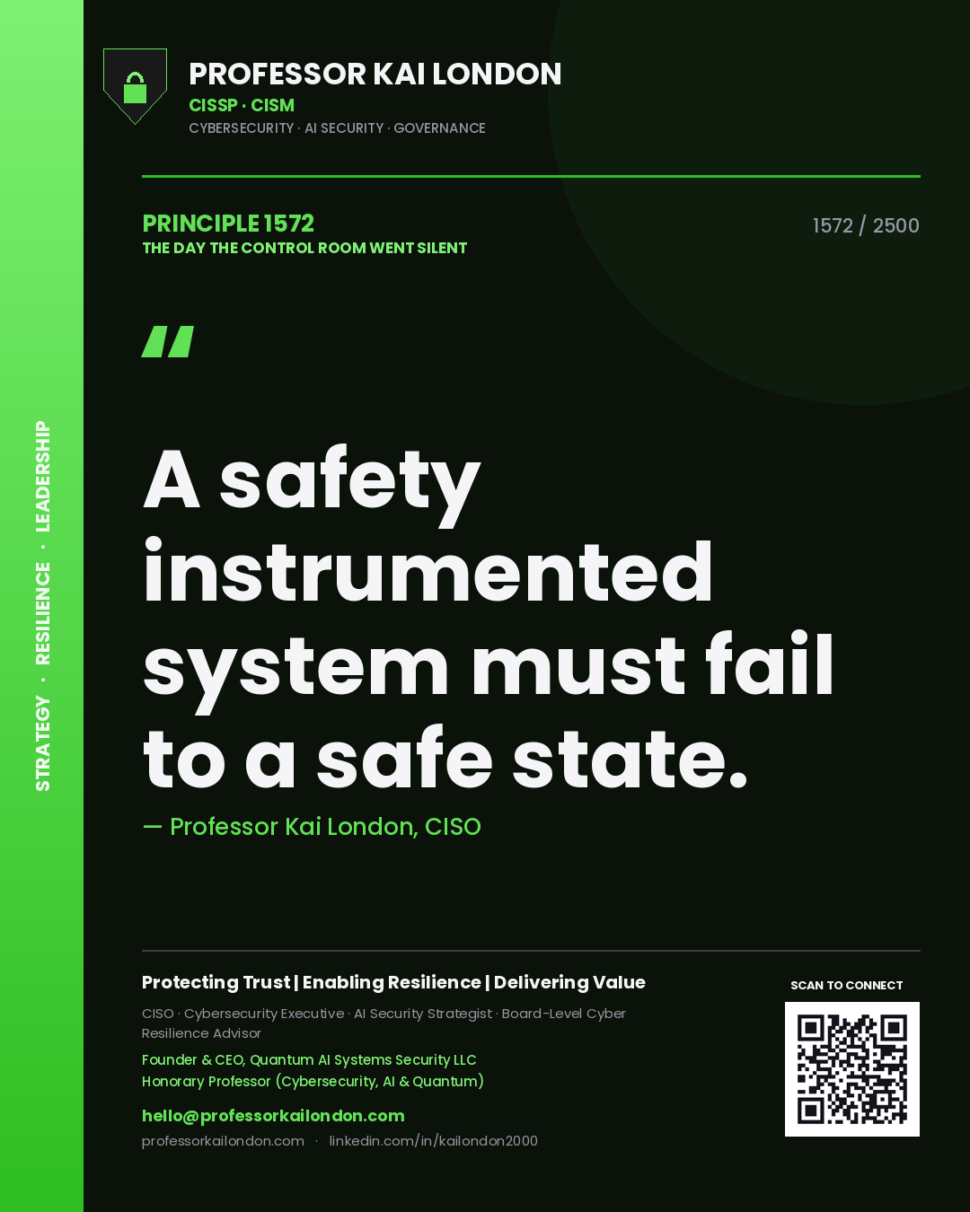 Professor Kai London principle 1572: A safety instrumented system must fail to a safe state.