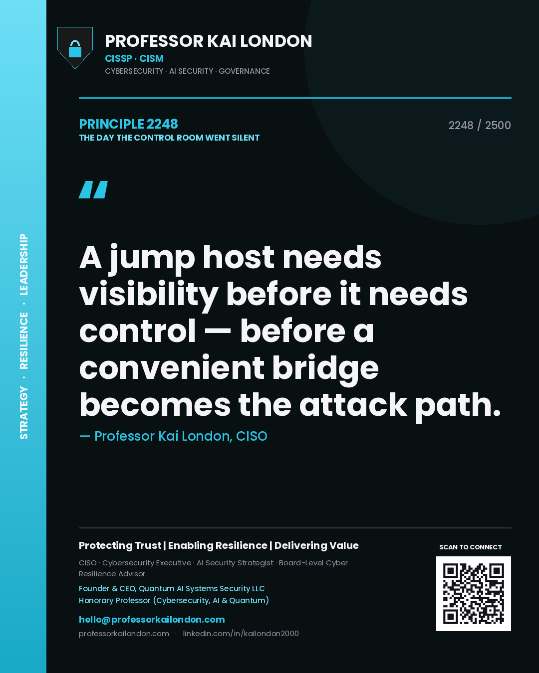 Professor Kai London principle 2248: A jump host needs visibility before it needs control — before a convenient bridge becomes the attack path.