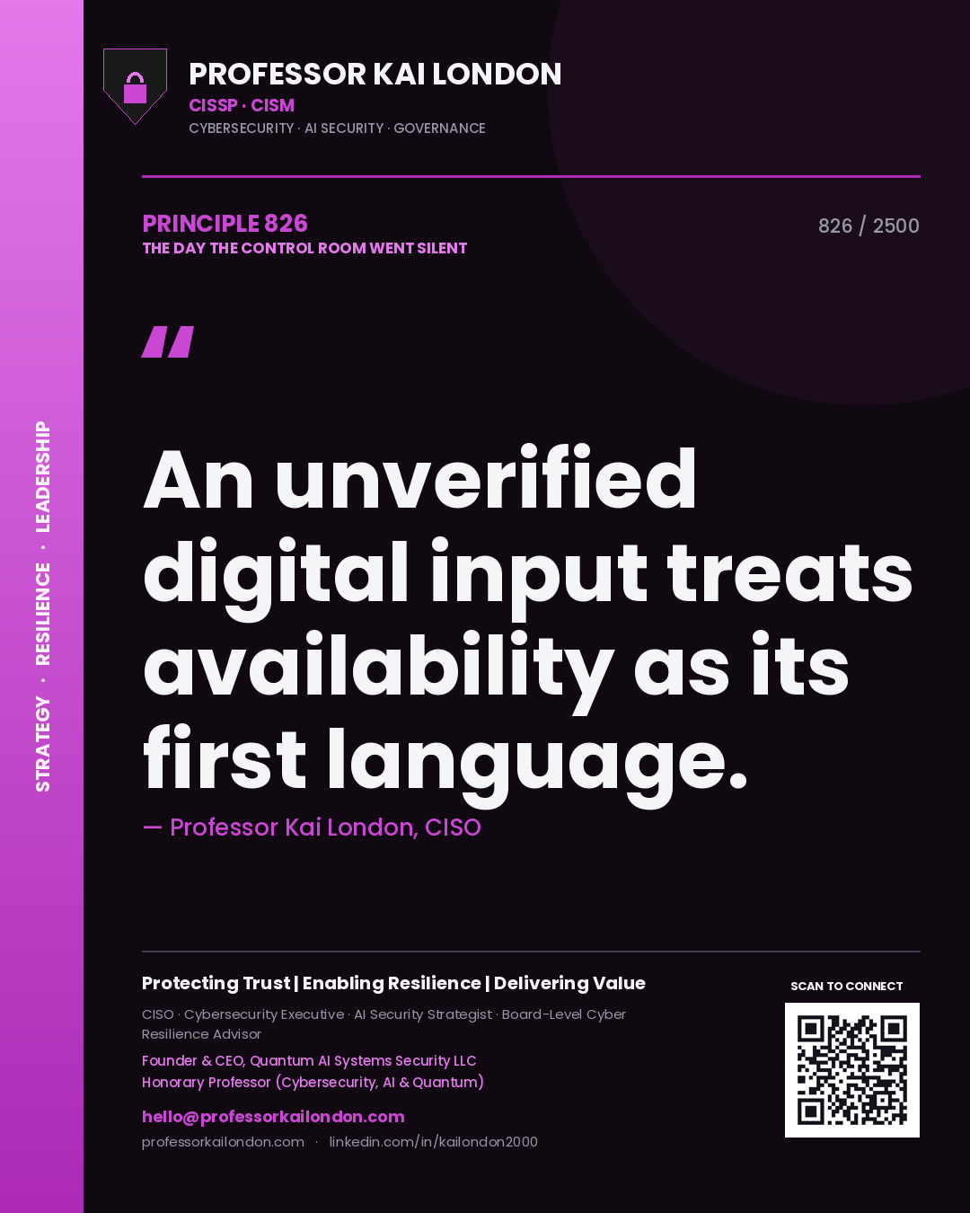 Professor Kai London principle 826: An unverified digital input treats availability as its first language.