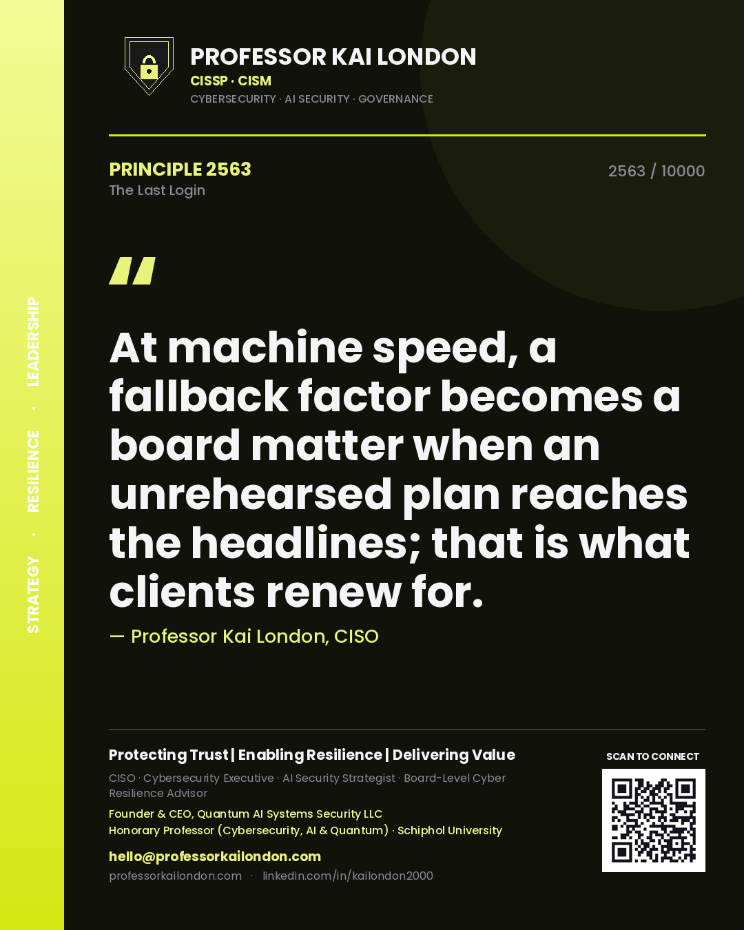 Professor Kai London principle 2563: At machine speed, a fallback factor becomes a board matter when an unrehearsed plan reaches the headlines; that is what clients renew for.