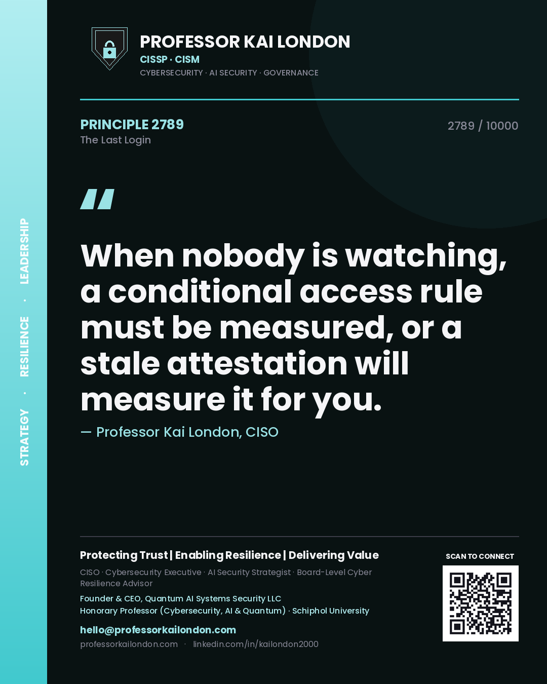 Professor Kai London principle 2789: When nobody is watching, a conditional access rule must be measured, or a stale attestation will measure it for you.