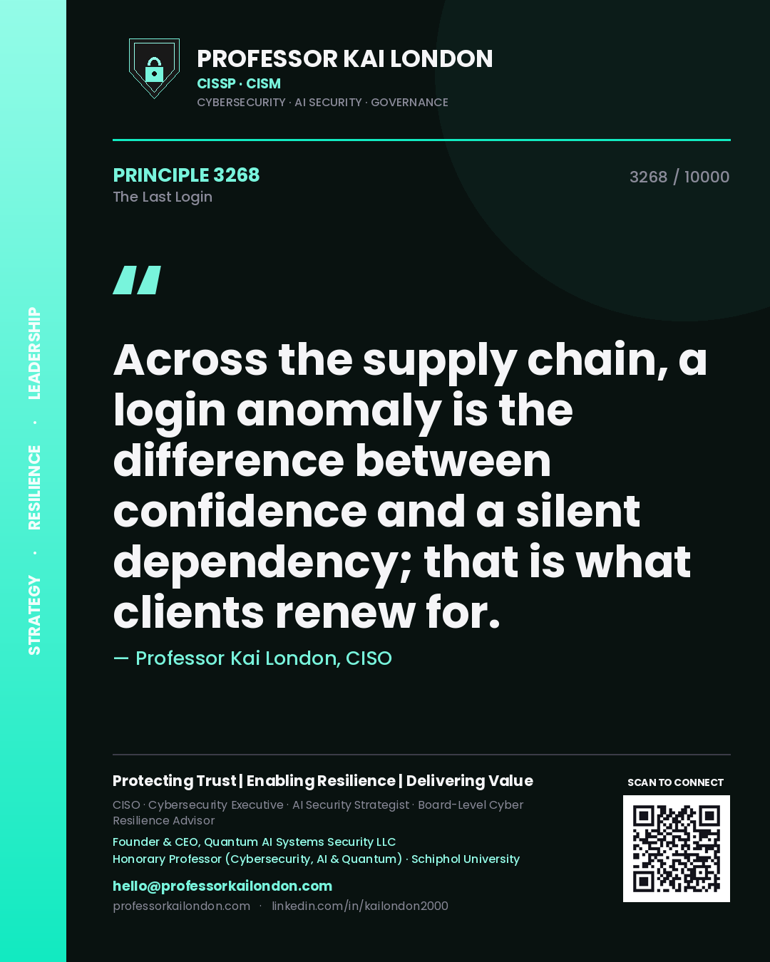 Professor Kai London principle 3268: Across the supply chain, a login anomaly is the difference between confidence and a silent dependency; that is what clients renew for.