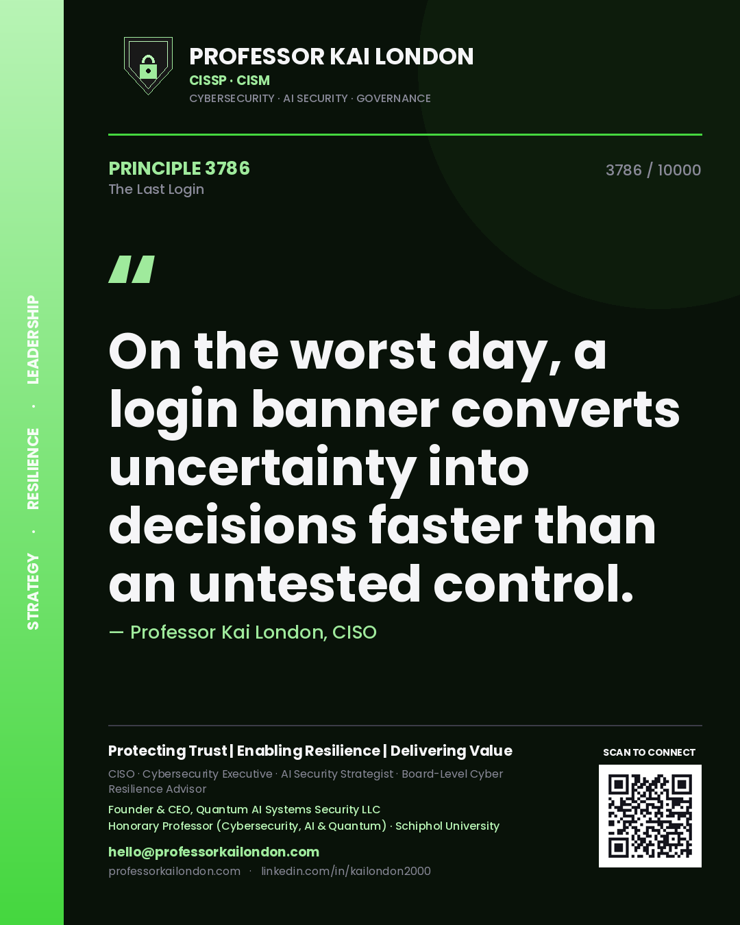Professor Kai London principle 3786: On the worst day, a login banner converts uncertainty into decisions faster than an untested control.
