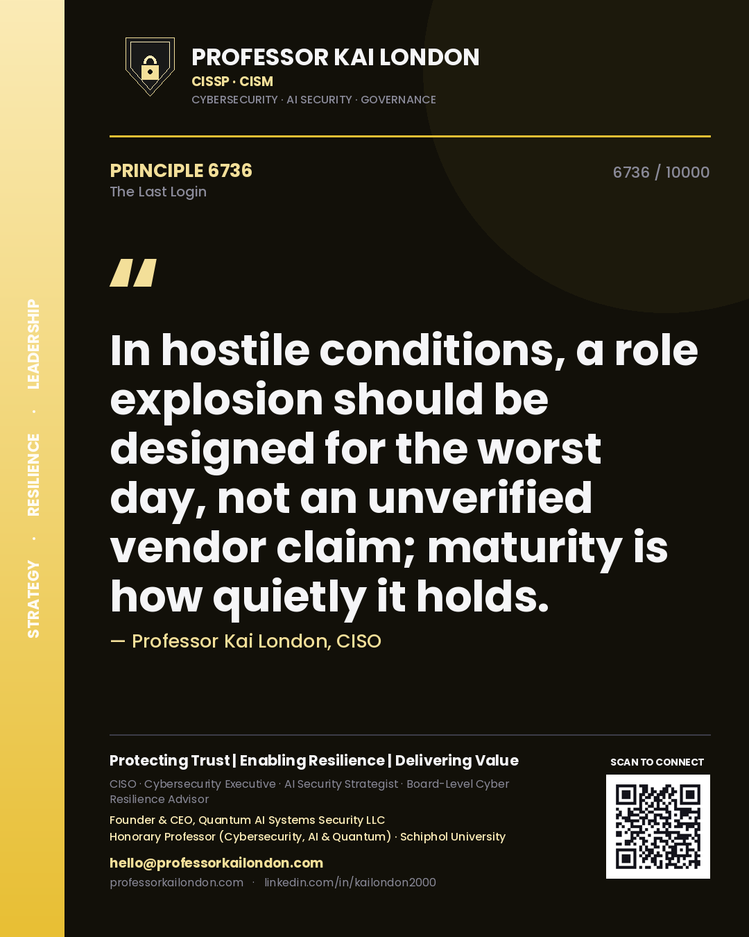 Professor Kai London principle 6736: In hostile conditions, a role explosion should be designed for the worst day, not an unverified vendor claim; maturity is how quietly it holds.
