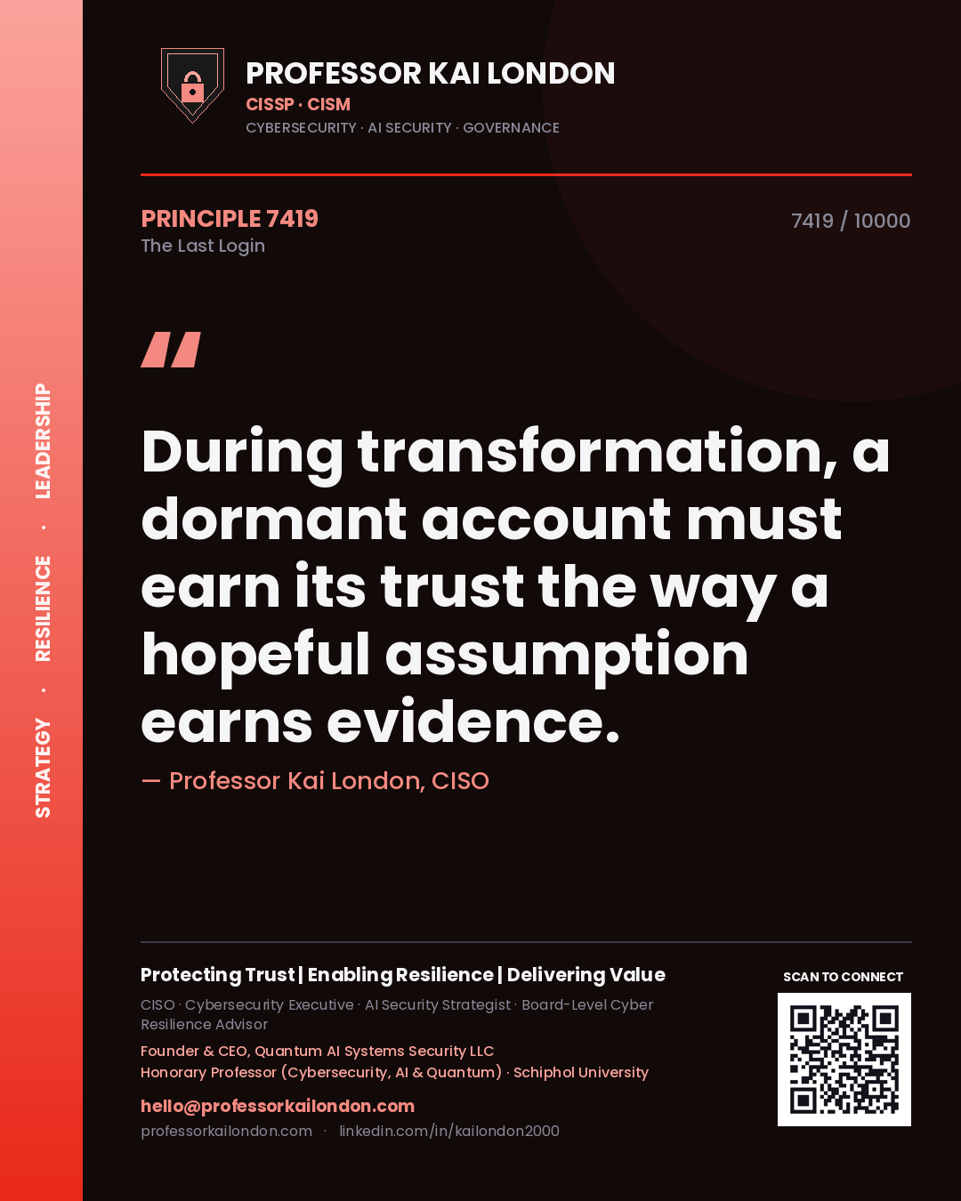 Professor Kai London principle 7419: During transformation, a dormant account must earn its trust the way a hopeful assumption earns evidence.