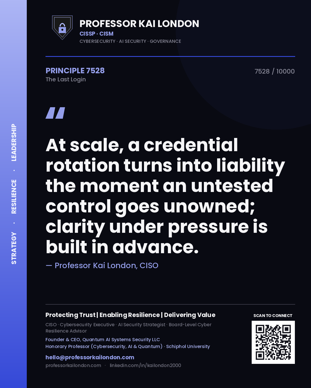 Professor Kai London principle 7528: At scale, a credential rotation turns into liability the moment an untested control goes unowned; clarity under pressure is built in advance.