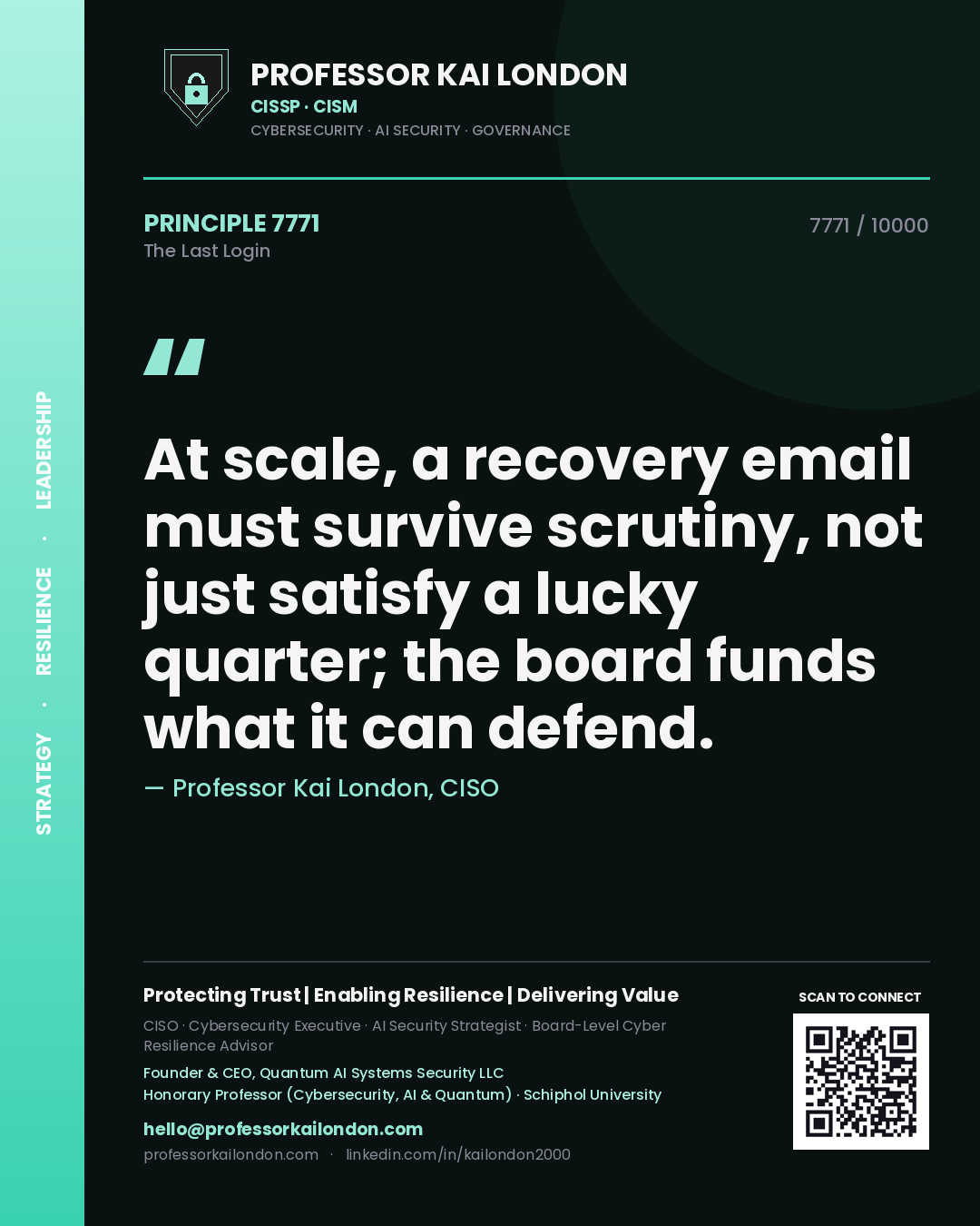 Professor Kai London principle 7771: At scale, a recovery email must survive scrutiny, not just satisfy a lucky quarter; the board funds what it can defend.