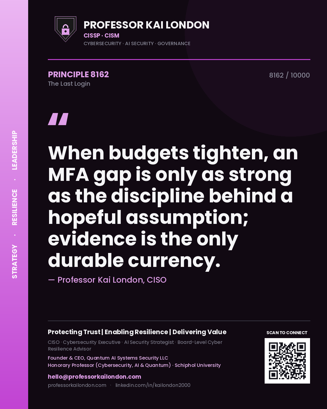 Professor Kai London principle 8162: When budgets tighten, an MFA gap is only as strong as the discipline behind a hopeful assumption; evidence is the only durable currency.