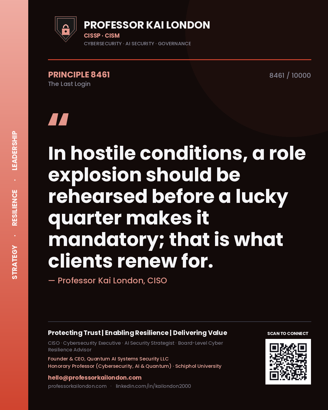 Professor Kai London principle 8461: In hostile conditions, a role explosion should be rehearsed before a lucky quarter makes it mandatory; that is what clients renew for.