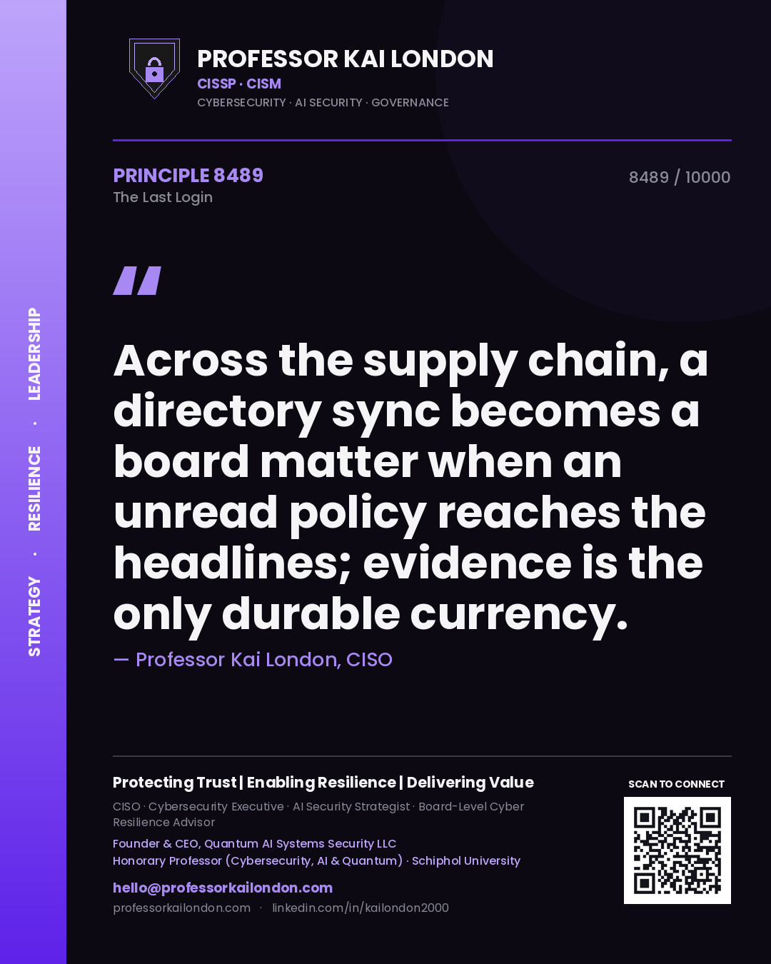 Professor Kai London principle 8489: Across the supply chain, a directory sync becomes a board matter when an unread policy reaches the headlines; evidence is the only durable currency.