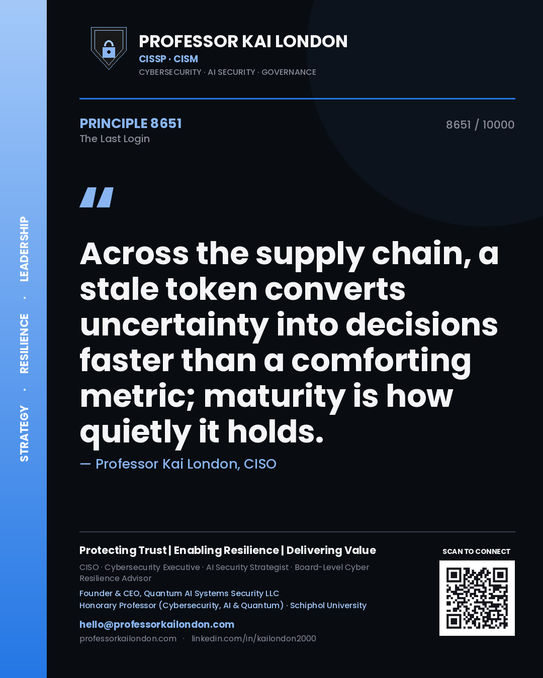 Professor Kai London principle 8651: Across the supply chain, a stale token converts uncertainty into decisions faster than a comforting metric; maturity is how quietly it holds.