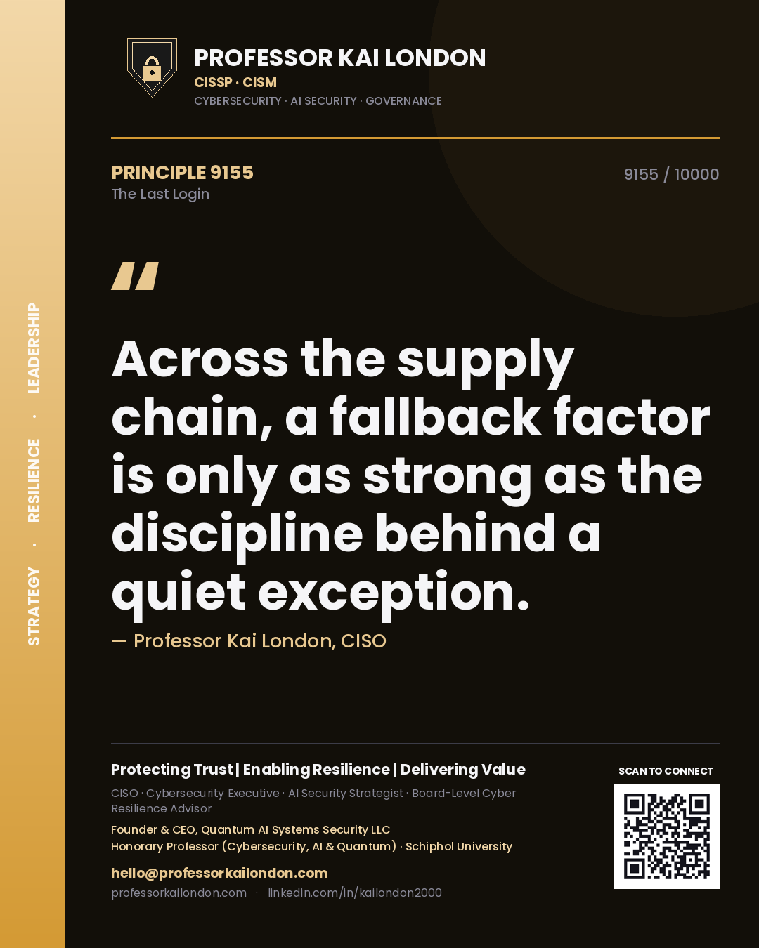 Professor Kai London principle 9155: Across the supply chain, a fallback factor is only as strong as the discipline behind a quiet exception.