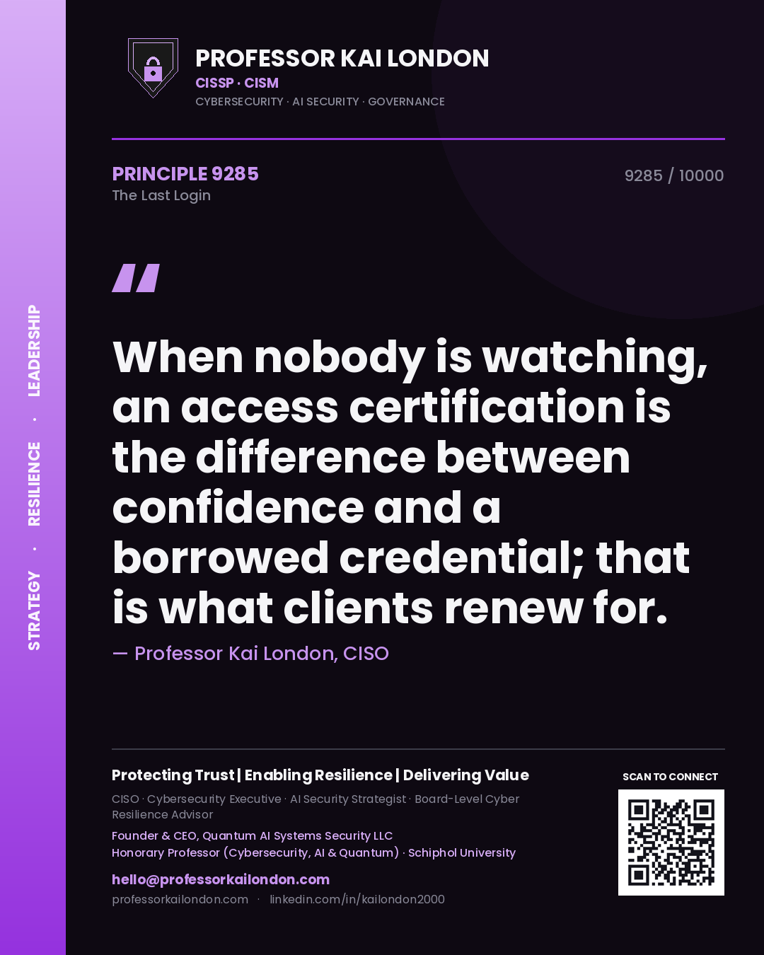 Professor Kai London principle 9285: When nobody is watching, an access certification is the difference between confidence and a borrowed credential; that is what clients renew for.