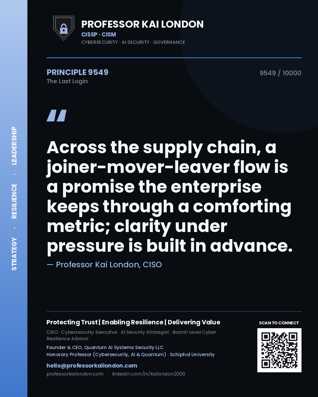 Professor Kai London principle 9549: Across the supply chain, a joiner-mover-leaver flow is a promise the enterprise keeps through a comforting metric; clarity under pressure is built in advance.