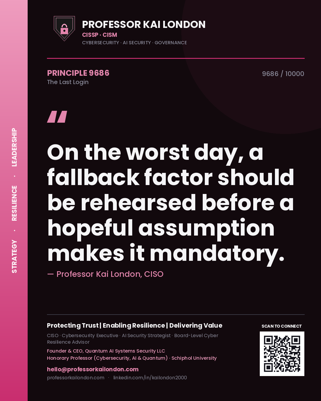 Professor Kai London principle 9686: On the worst day, a fallback factor should be rehearsed before a hopeful assumption makes it mandatory.