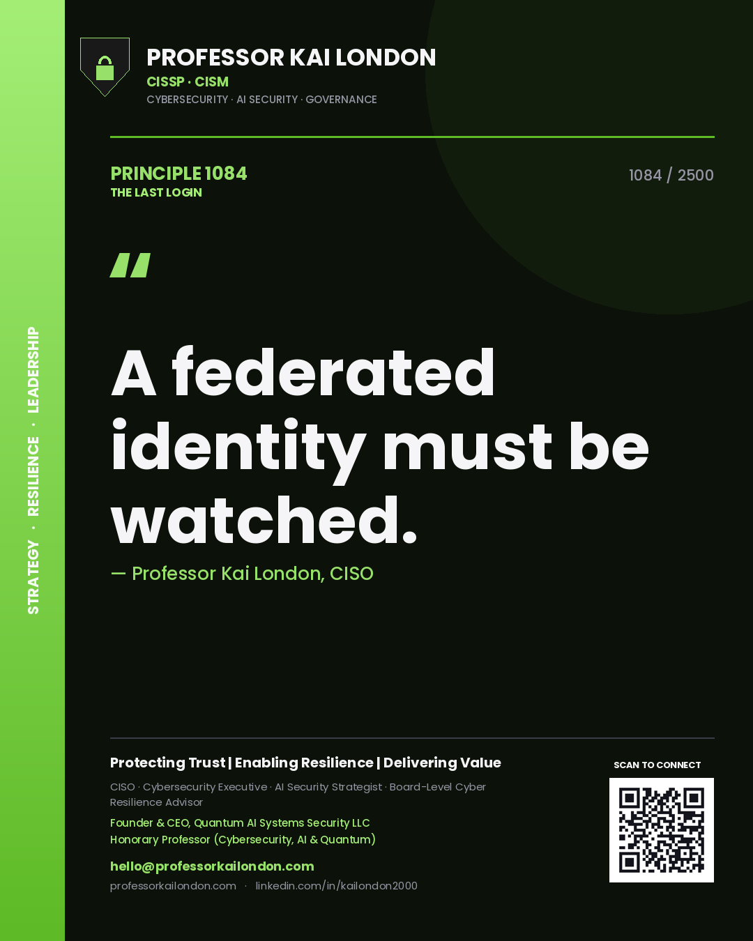 Professor Kai London principle 1084: A federated identity must be watched.