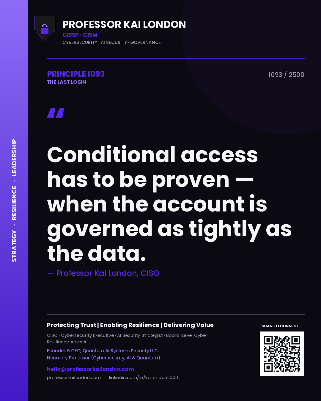 Professor Kai London principle 1093: Conditional access has to be proven — when the account is governed as tightly as the data.