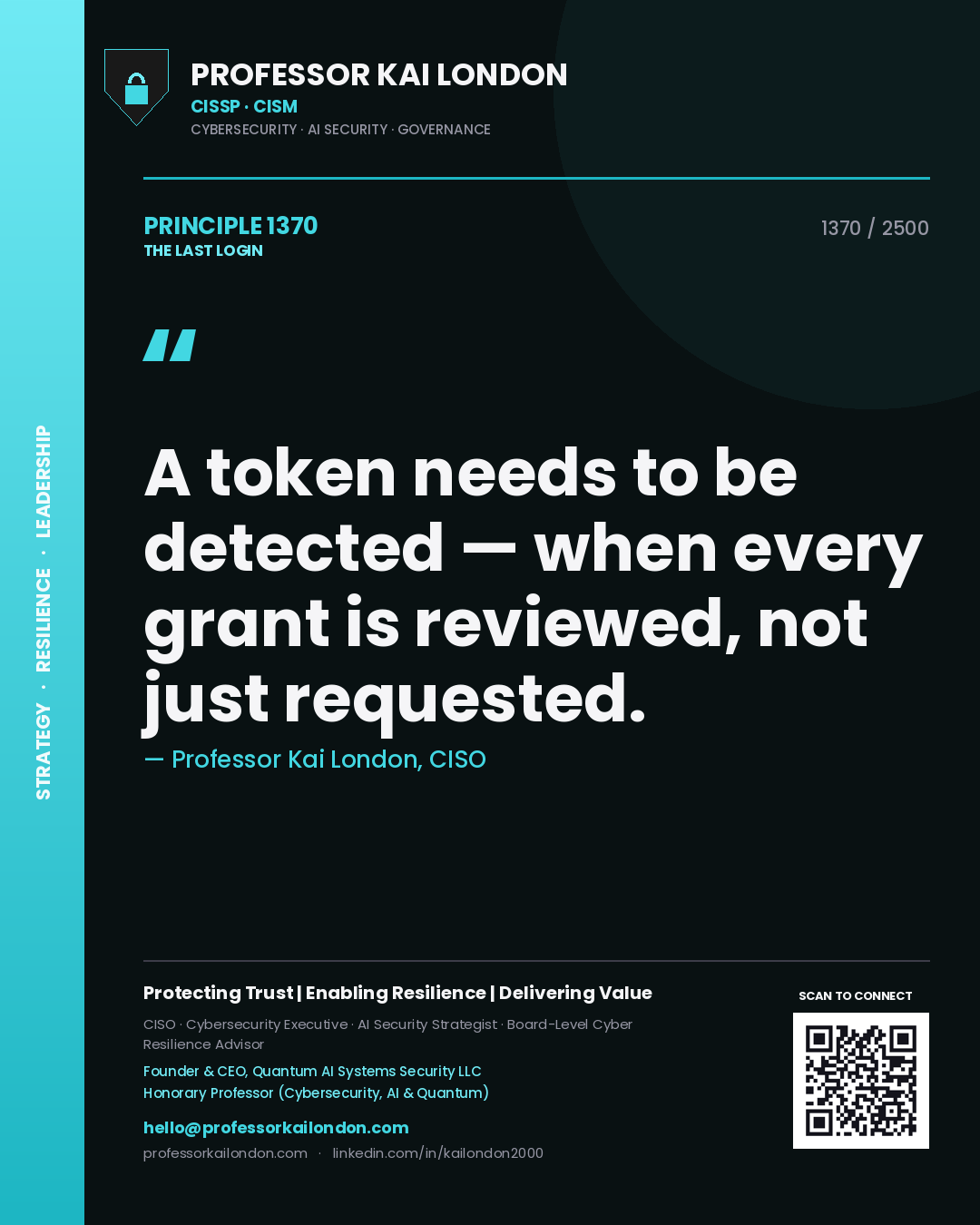 Professor Kai London principle 1370: A token needs to be detected — when every grant is reviewed, not just requested.