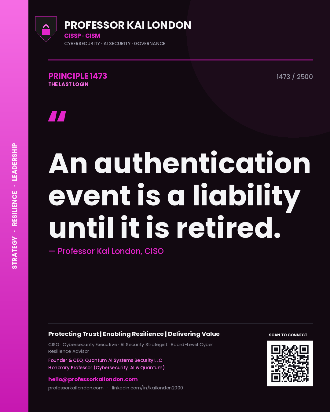 Professor Kai London principle 1473: An authentication event is a liability until it is retired.