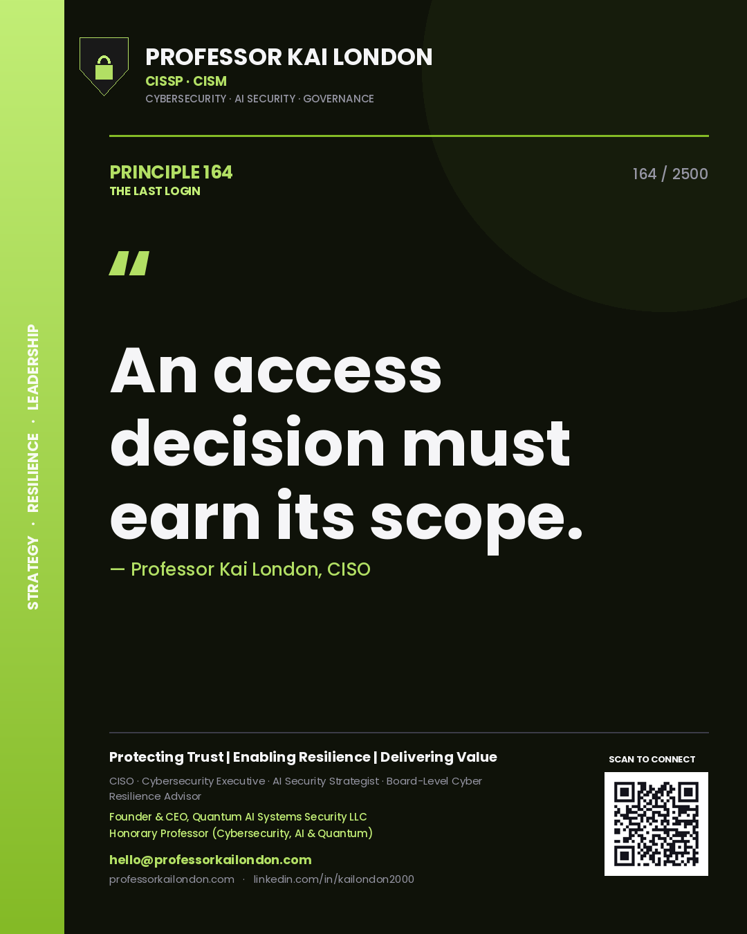 Professor Kai London principle 164: An access decision must earn its scope.