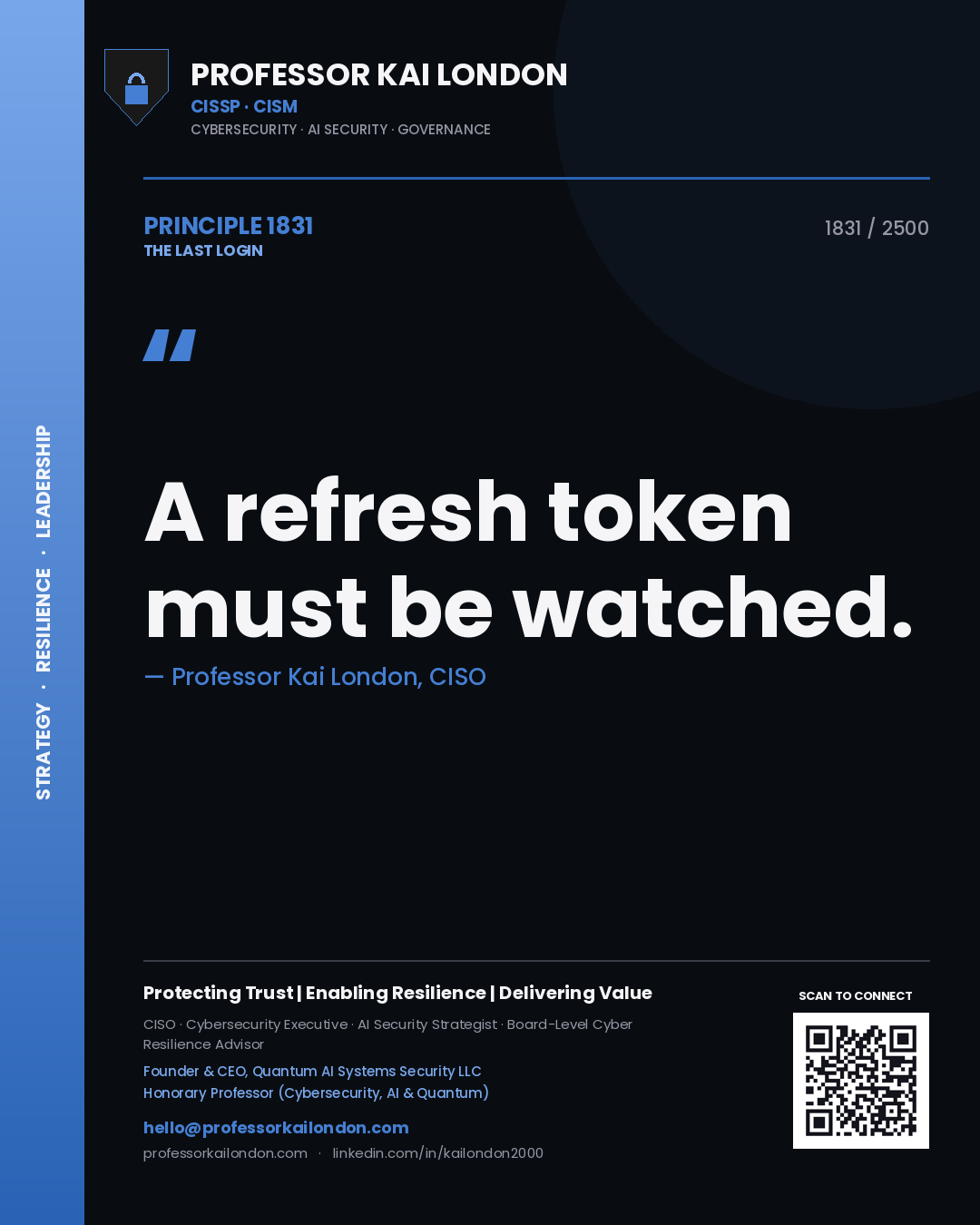Professor Kai London principle 1831: A refresh token must be watched.