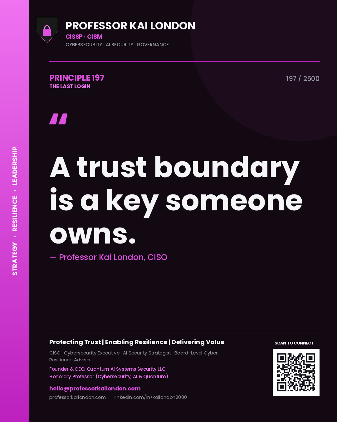 Professor Kai London principle 197: A trust boundary is a key someone owns.