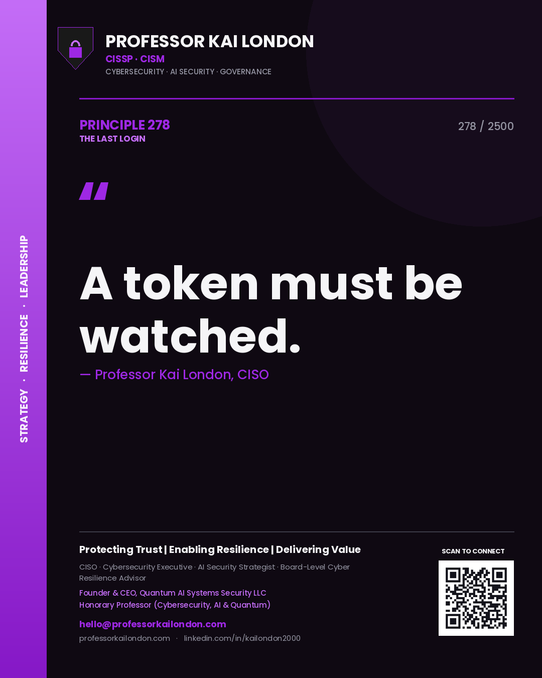 Professor Kai London principle 278: A token must be watched.