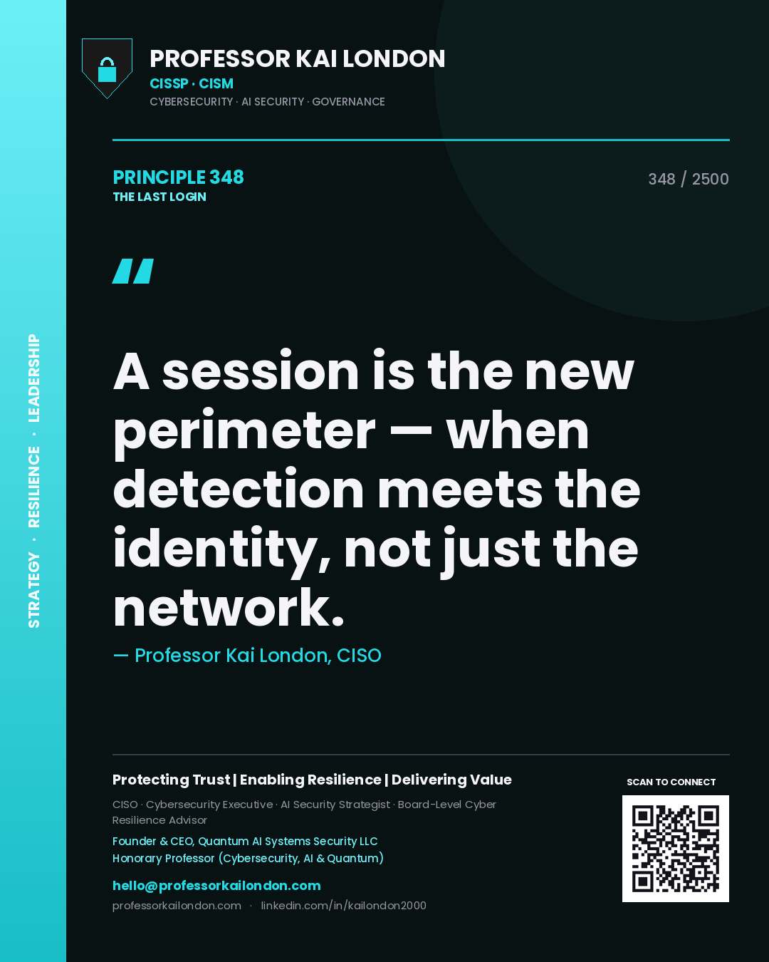 Professor Kai London principle 348: A session is the new perimeter — when detection meets the identity, not just the network.