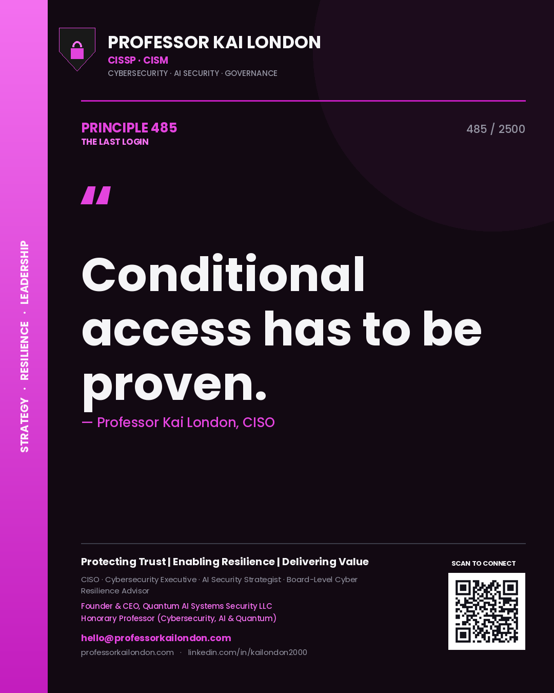 Professor Kai London principle 485: Conditional access has to be proven.