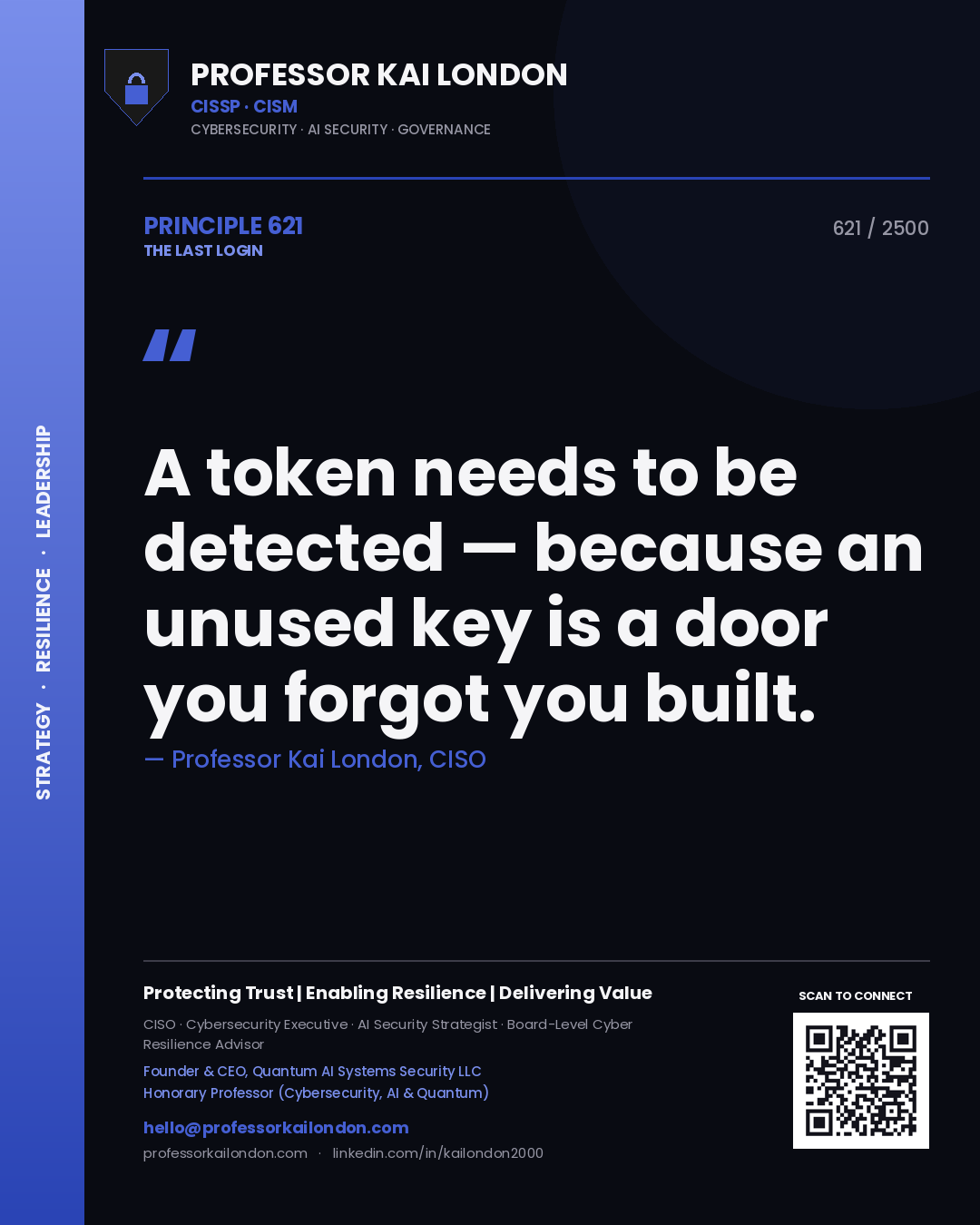 Professor Kai London principle 621: A token needs to be detected — because an unused key is a door you forgot you built.