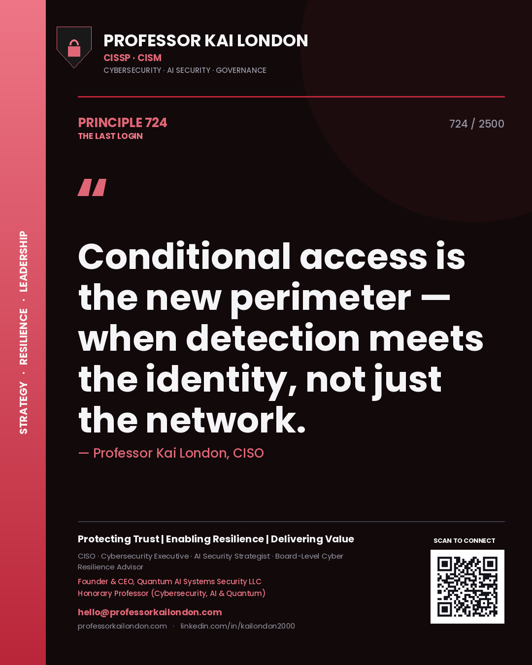 Professor Kai London principle 724: Conditional access is the new perimeter — when detection meets the identity, not just the network.