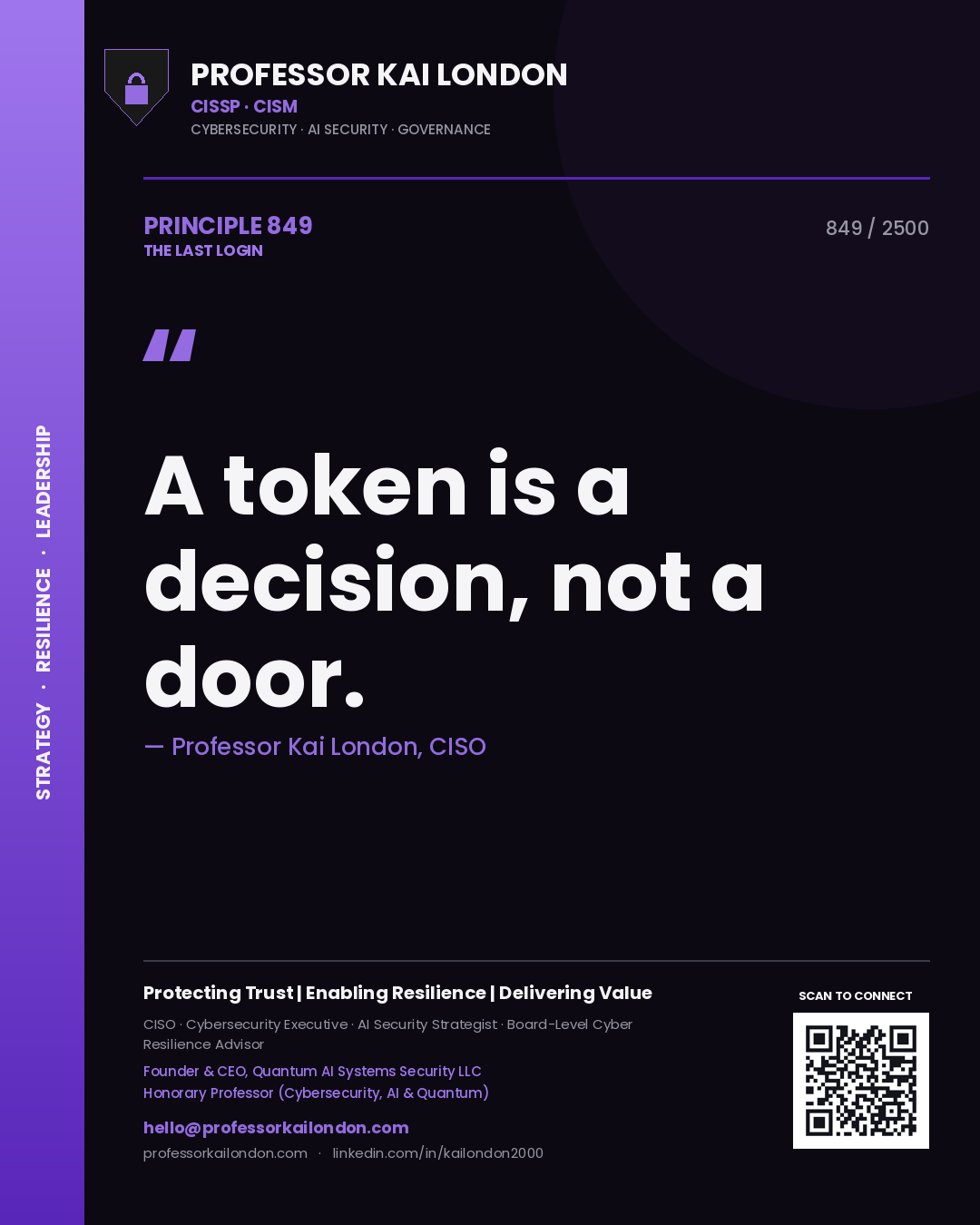 Professor Kai London principle 849: A token is a decision, not a door.