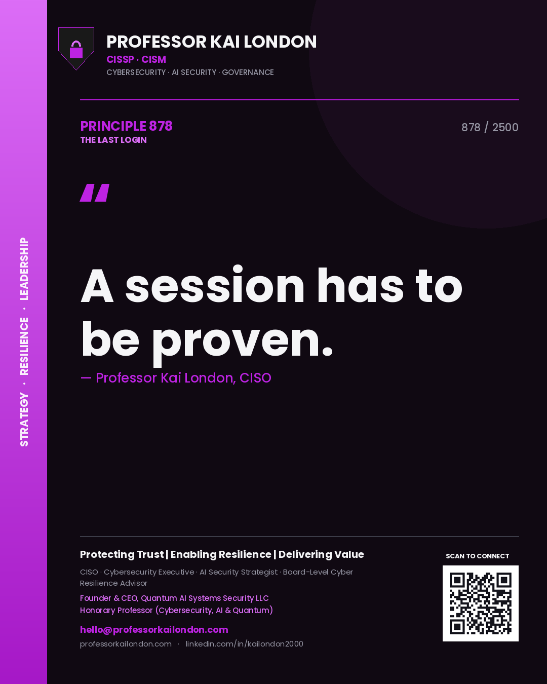 Professor Kai London principle 878: A session has to be proven.