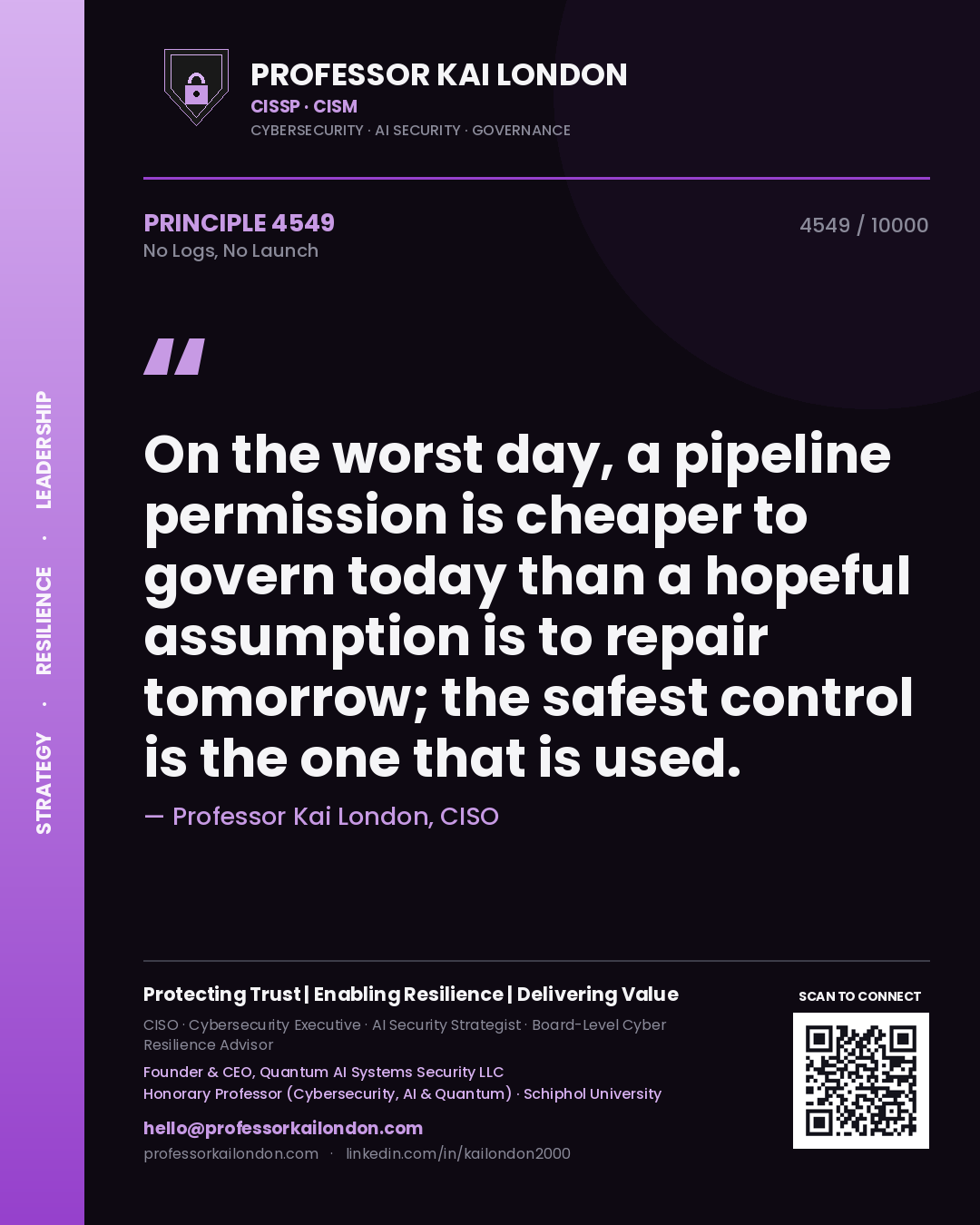 Professor Kai London principle 4549: On the worst day, a pipeline permission is cheaper to govern today than a hopeful assumption is to repair tomorrow; the safest control is the one that is used.
